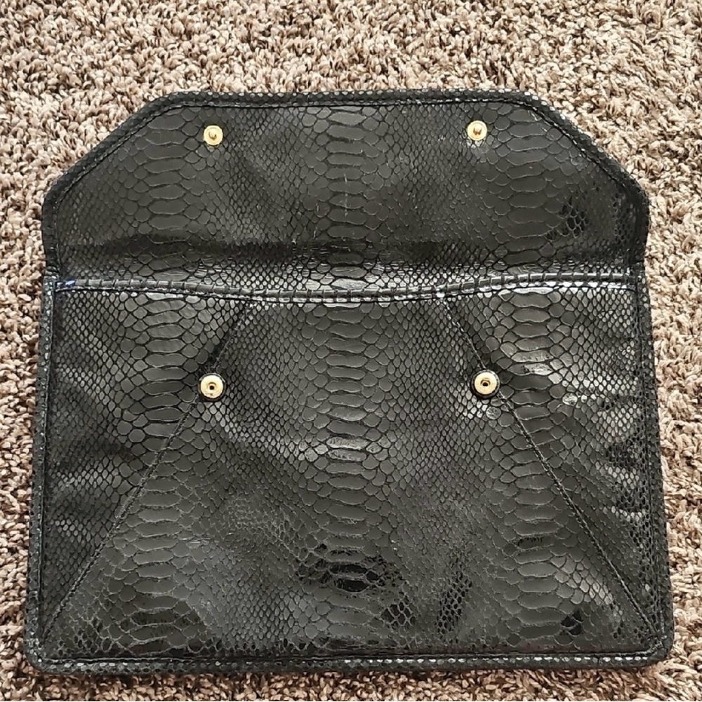 Michael Kors Black Snakeskin Clutch 13”x 9”  Like New - Picture 8 of 9